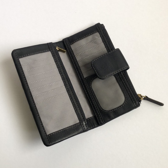 Fossil Ella black leather cowhide oblong clutch wallet - Picture 7 of 8